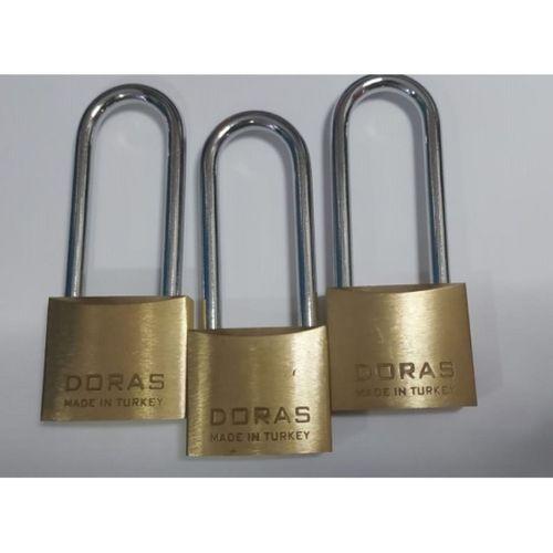 Doras Ersa 3'lü Set Uzun Kanca Pas Pirinç Asma Kilit 40 Mm