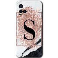 Potkal Hediye Fabrikası Vivo Y33s Kılıf HD Desen Baskılı Arka Kapak - Pembe Mermer Desenli S Harfi