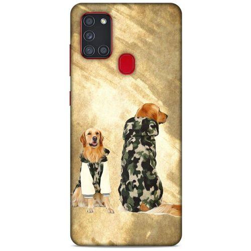 Samsung Galaxy A21s Kılıf Köpek Kıyafetleri (32) Soft Silikon Kılıf Golden Kapişonlu Polar