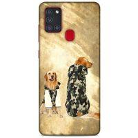 Samsung Galaxy A21s Kılıf Köpek Kıyafetleri (32) Soft Silikon Kılıf Golden Kapişonlu Polar