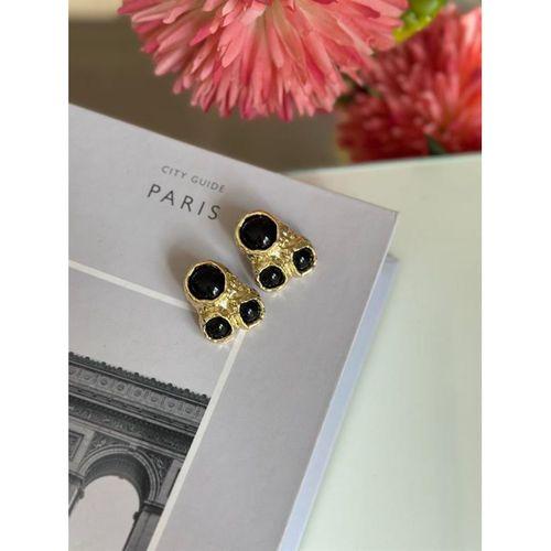 Taşlı Küpe - Siyah