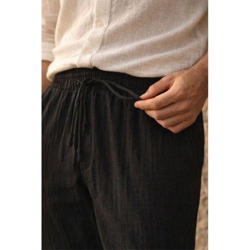 Hafif ve Rahat Müslin Baggy Erkek Pantolon - Siyah