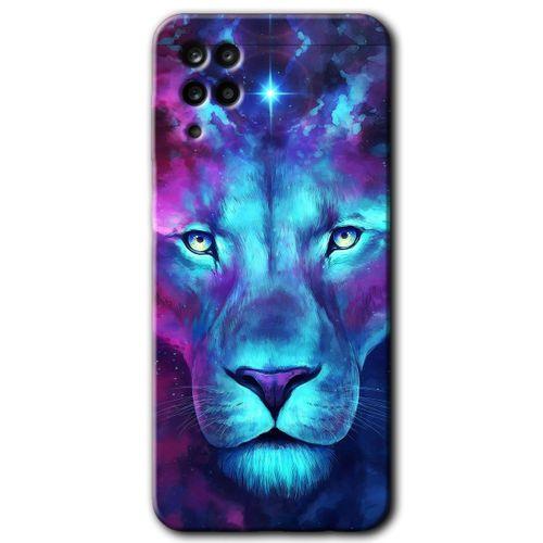 MRCİLETİSİM MRCİLETİSİM Samsung Galaxy M12 Kılıf HD Desen Baskılı Arka Kapak + Temperli Cam - Neon Lion