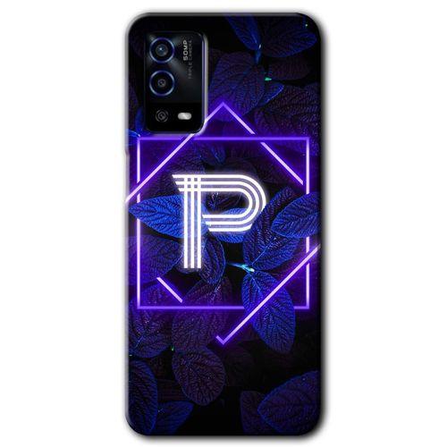 OPPO Oppo A55 Kılıf HD Desen Baskılı Arka Kapak - Dark Neon Yaprak P Harfi