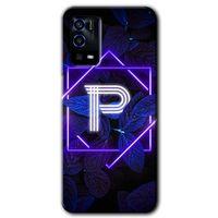 OPPO Oppo A55 Kılıf HD Desen Baskılı Arka Kapak - Dark Neon Yaprak P Harfi