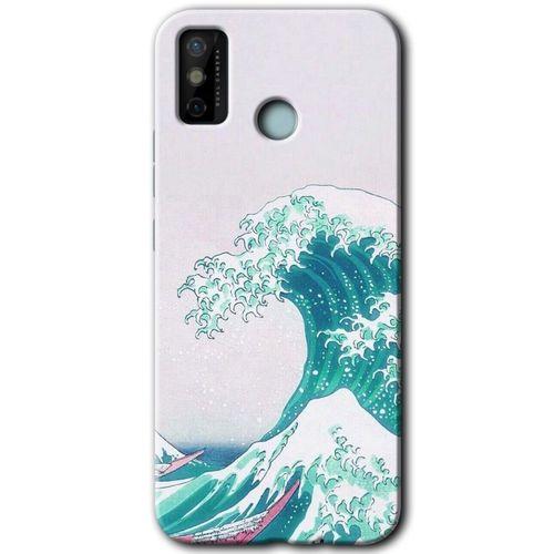 MRCİLETİSİM Tecno Spark 6 Go Kılıf HD Desen Baskılı Arka Kapak+Temperli Cam - Dalga