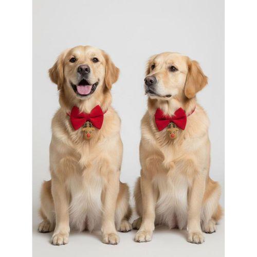 Yılbaşı Geyiği Köpek Papyon Tasması | Kırmızı Fiyonk Boyun Aksesuarı | Noel Temalı Köpek Süsü | Orta ve Büyük Irklar İçin