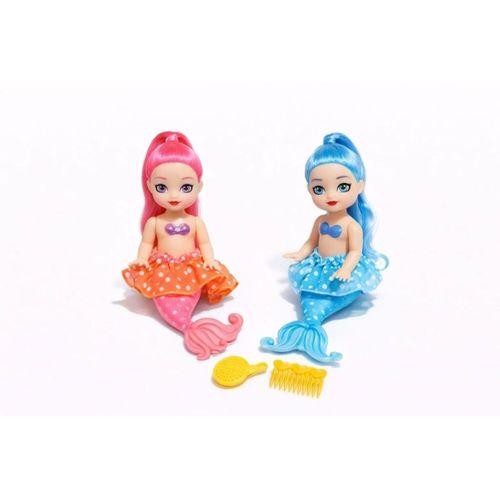 2'li Deniz Kızı Bebek Seti - Hareketli Eklemler ve Aksesuarlı - Pembe & Mavi