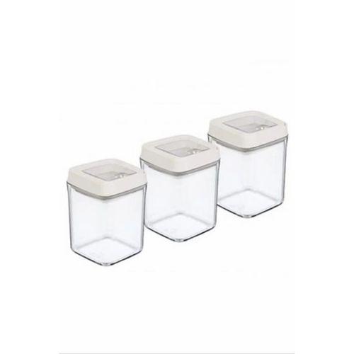Vakumlu Erzak Kavanozu Kare 3lü Set Royaleks-OKY-234