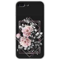 MRCİLETİSİM iPhone 7 Plus Kılıf HD Desen Baskılı Arka Kapak + Temperli Cam - Retro Çiçek 1