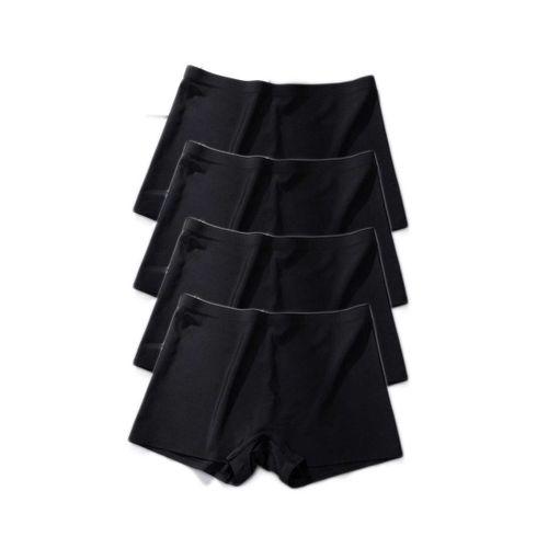 4 Adet Kadın Dikişsiz Görünmez İz Yapmaz Mini Şort Boxer Siyah