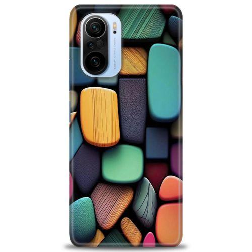 Xiaomi Redmi K40 Kılıf HD Baskılı Kılıf - Renkli Taşlar + Tam Ekran Koruyucu