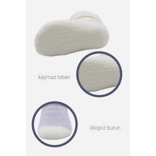 2'li Havlu Soket Kaymaz Çorap 10504 İndigo Ekru
