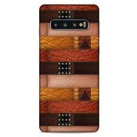 Samsung Galaxy S10 Kılıf Patchwork (33) Hybrid Kılıf Kahve Toz Pembe