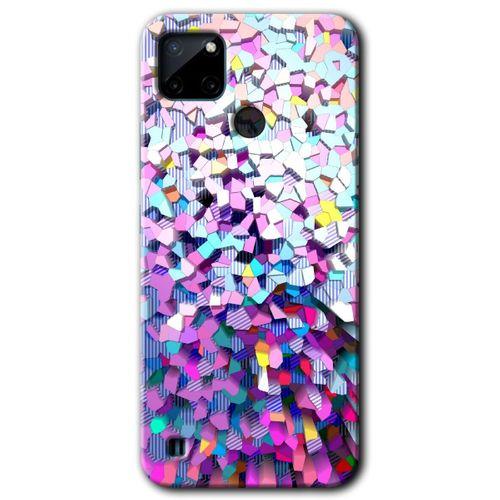 Realme C21 Kılıf HD Desen Baskılı Arka Kapak - Mosaic Fragments Colorfull + Kırılmaz Cam