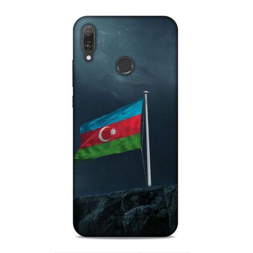 Huawei Y9 2019 Uyumlu Kılıf Azarbaijan (27) Tasarımlı Kılıf Mavi Beyaz