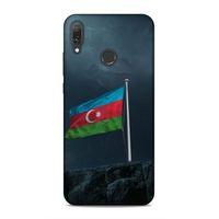 Huawei Y9 2019 Uyumlu Kılıf Azarbaijan (27) Tasarımlı Kılıf Mavi Beyaz