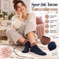 Kadın Simli 6'lı Bilek Patik Çorap | Dikişsiz Havlu Yapı, Yumuşak Konforlu Günlük Çorap