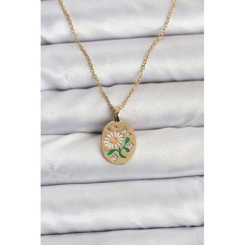 316L Çelik Zincir Papatya Figürlü Kadın Kolye