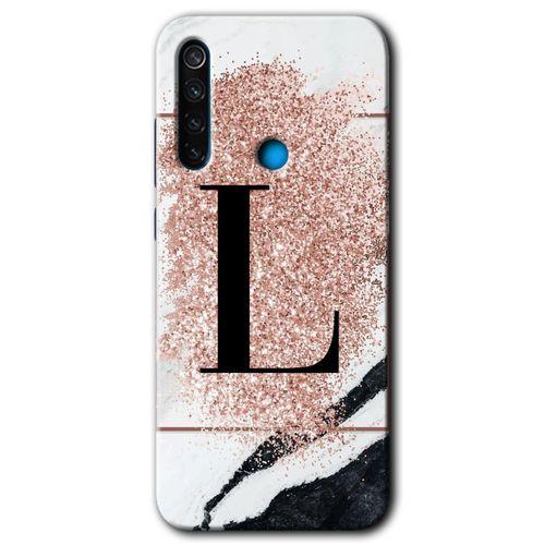 Xiaomi Redmi Note 8 Kılıf HD Desen Baskılı Arka Kapak + Temperli Cam - Pembe Mermer Desenli M Harfi