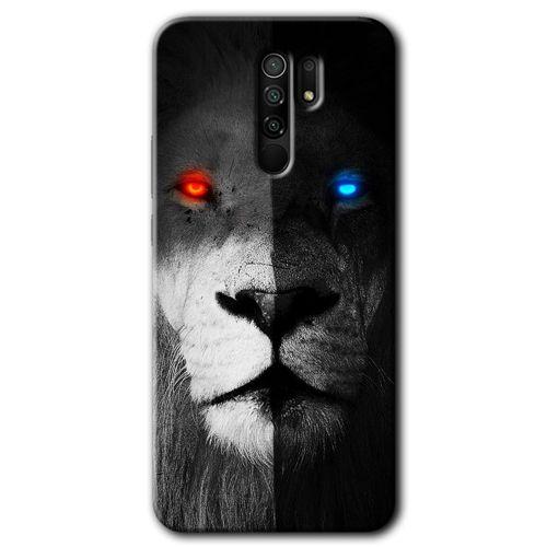 BeRa Aksesuar Xiaomi Redmi 9 Kılıf Baskılı Kapak - Fire and Ice Lion +Tam Kaplayan Mat Seramik