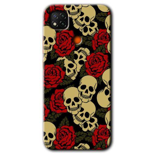 Redmi 9c Kılıf HD Desen Baskılı Arka Kapak - Kurukafa Aşk + Kırılmaz Cam