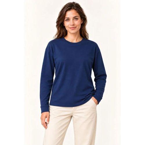 Modal Yumuşak Dokulu Bisiklet Yaka Uzun Kollu Tişört Sweatshirt - Lacivert