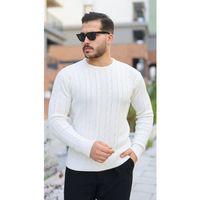 Erkek Örgü Desen Bisiklet Yaka Kazak