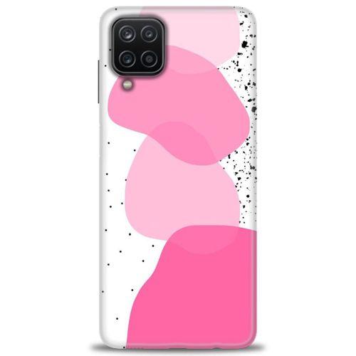 Samsung Galaxy M12 Kılıf HD Baskılı Kılıf - Pembe Beyaz Siyah + Tam Ekran Koruyucu