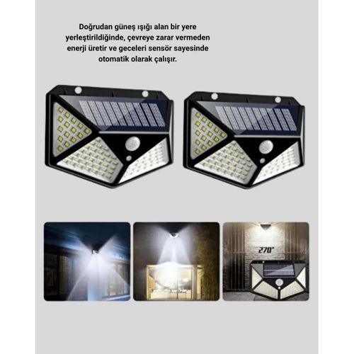 Güneş Enerjili Aydınlatma 100 Led Sensörlü Solar Dış Mekan Lamba