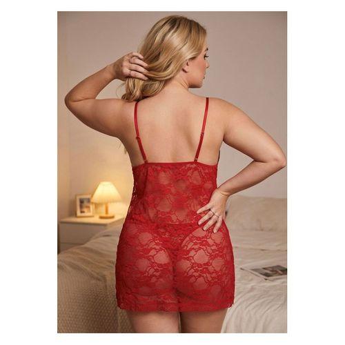 Kırmızı Dantelli Transparan Mini Gecelik
