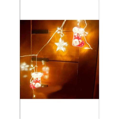 Yılbaşı Duvar Işığı Çorap Figürlü 3 metre Fişli Led Işık
