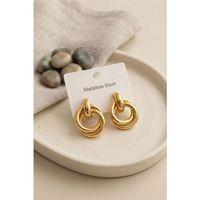 316L Çelik Gold Renk Halka Model Küpe