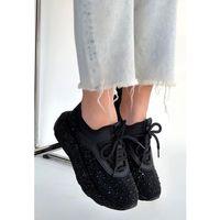 Rimay Siyah Cilt Boncuk İşlemeli Spor Ayakkabı