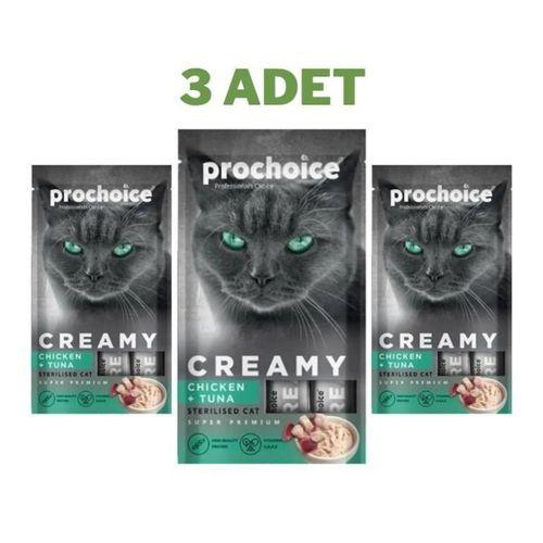 ProChoice Creamy Tavuklu ve Ton Balıklı Krema Kedi Ödülü 4x15 Gr 3 Adet
