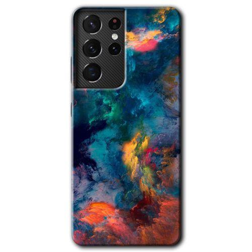 Galaxy S21 Ultra Kılıf HD Desen Baskılı Arka Kapak - Color Storm + Kırılmaz Cam