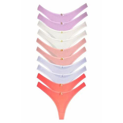 10 Adet Pamuklu Kadın Klasik Tanga Soft Renkler
