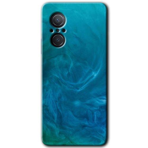 MRCİLETİSİM Huawei Nova 9 SE Kılıf HD Desen Baskılı Arka Kapak+Temperli Cam - Mavi Aura