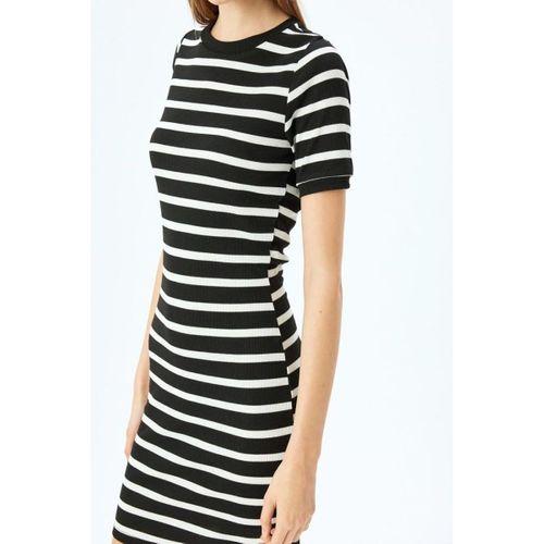 Koton Bisiklet Yaka Kısa Kollu Fitilli Mini Bodycon Elbise