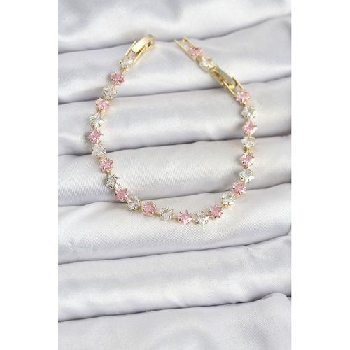 Kare Zirkon Taşlı Gold Renk Kadın Bileklik