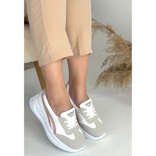 Zitta Beyaz Cilt Pudra Detaylı Spor Ayakkabı