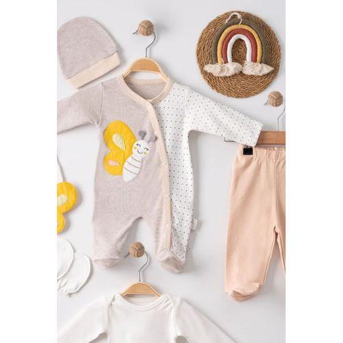 Kelebek Nakışlı Tulumlu % 100 Pamuk Erkek Bebek 5'li Set