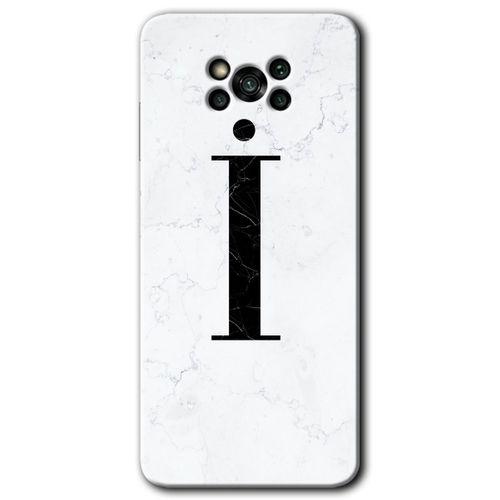 Poco x3 NFC Kılıf HD Desen Baskılı Arka Kapak - Beyaz Mermer Desenli İ Harfi