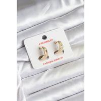 14K Gold Renk Kaplama Lazer Halka CM Kadın Küpe