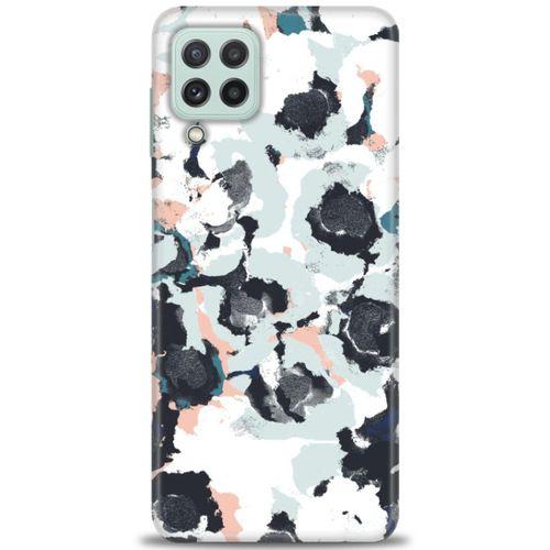Samsung Galaxy M22 Kılıf HD Baskılı Kılıf - Sanatsal Siyah + Tam Ekran Koruyucu