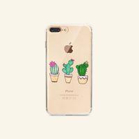 iPhone 7 Plus Üçlü Kaktüs Desenli Şeffaf Telefon Kılıfı