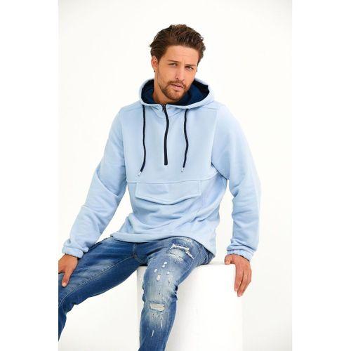 Erkek Kapşonlu Regular Fit Yarım Ferm.Kargo Cepli İnce Sweatshirt SPR22SW171