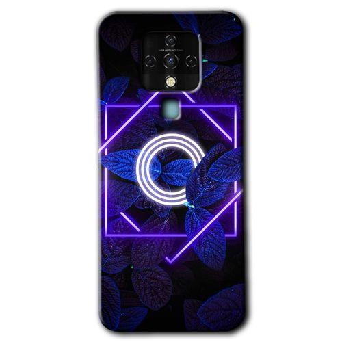 Potkal Hediye Fabrikası Tecno Camon 16 Kılıf HD Desen Baskılı Arka Kapak - Dark Neon Yaprak H Harfi