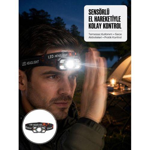 Şarj Edilebilir Led Far Hareket Sensörlü 5 Modlu Outdoor Yeni Nesil
