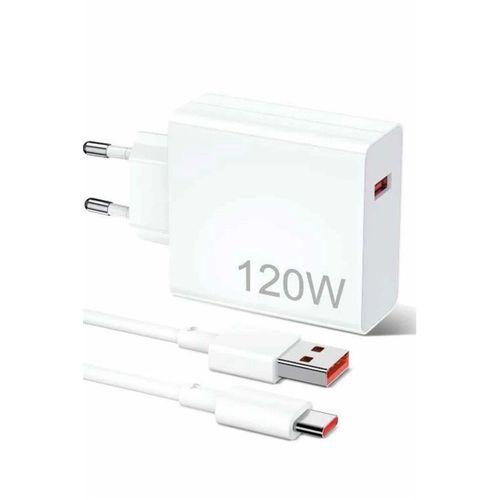 120w Şarj Aleti Hızlı Çift Turbo Şarj Aleti Seti Beyaz